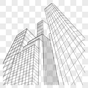 现代城市黑白线条大楼图片
