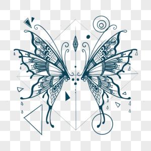 蝴蝶几何纹身图案图片