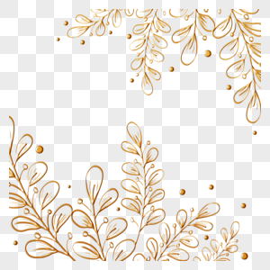 金色叶子植物花卉线稿边框图片