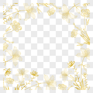 金色手绘花朵线稿边框图片