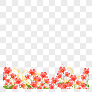 水彩婚礼红色明艳花卉边框图片