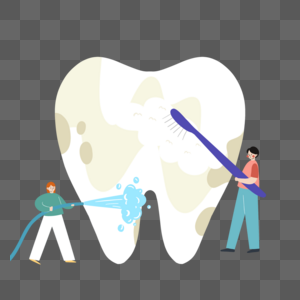 卡通洗牙刷牙矢量元素图片