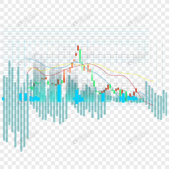 蓝色线条股票折线图图片