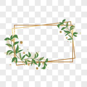 金色几何图形金箔植物装饰边框图片