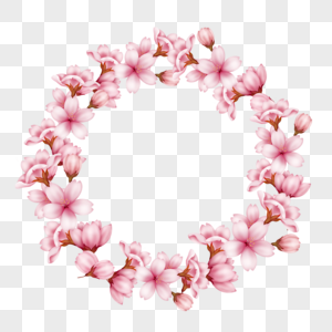 春天樱花粉色花环边框图片