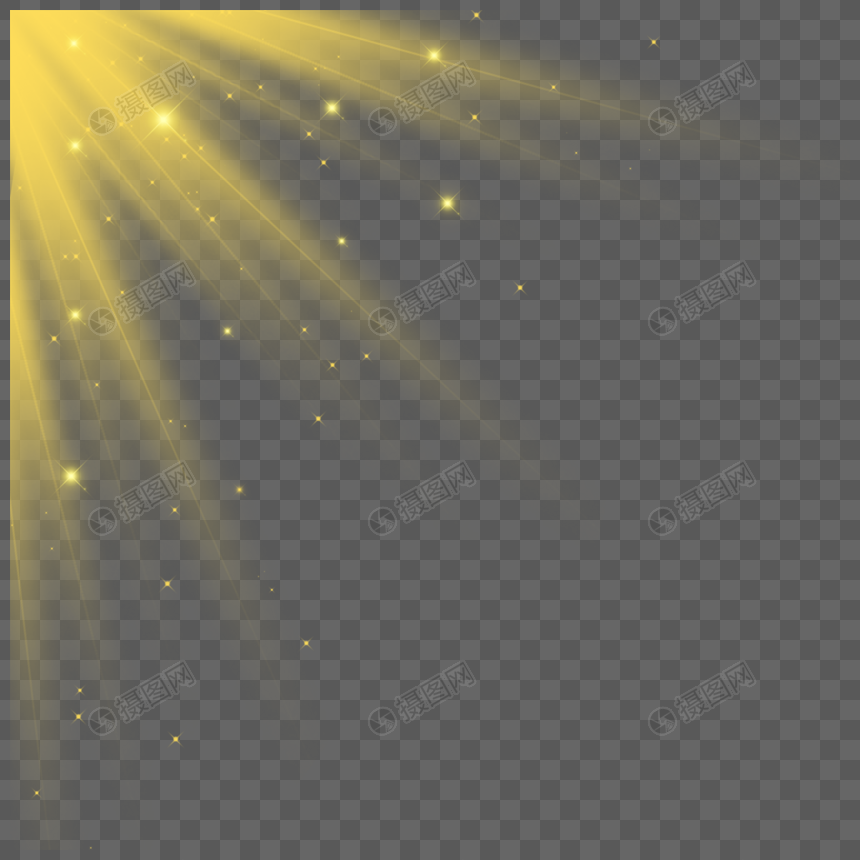 梦幻黄色四角星光效边框图片