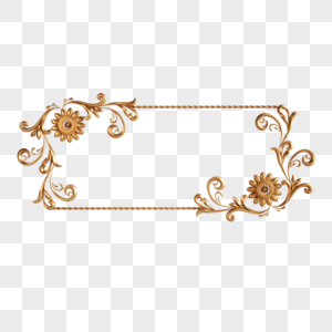 长方形金色花朵立体边框图片