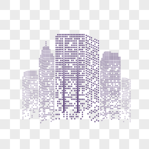 紫色抽象色块渐变风格组合现代城市建筑图片