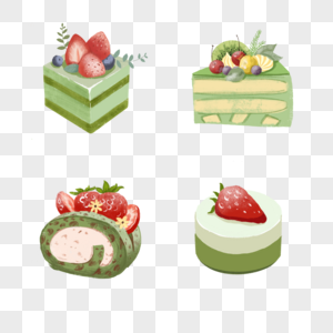 抹茶草莓甜品蛋糕布丁图片