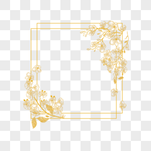 金线金色花卉婚礼正方形花边边框图片