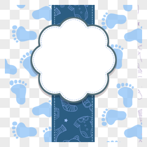 蓝色脚丫装饰云朵婴儿可爱边框图片