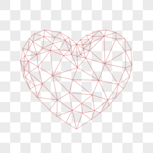 几何多边形低聚网格线条红色爱心图片