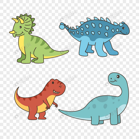 可爱描线大型卡通恐龙图片