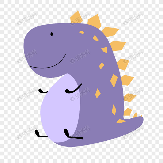 卡通可爱紫色小龙宝宝恐龙插画图片