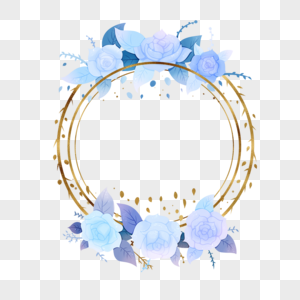 蓝金花朵蓝色玫瑰花花卉边框图片