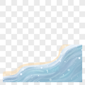 蓝色海水手绘沙滩边框图图片