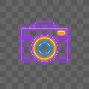 霓虹相机紫色发光线条相机图标图片