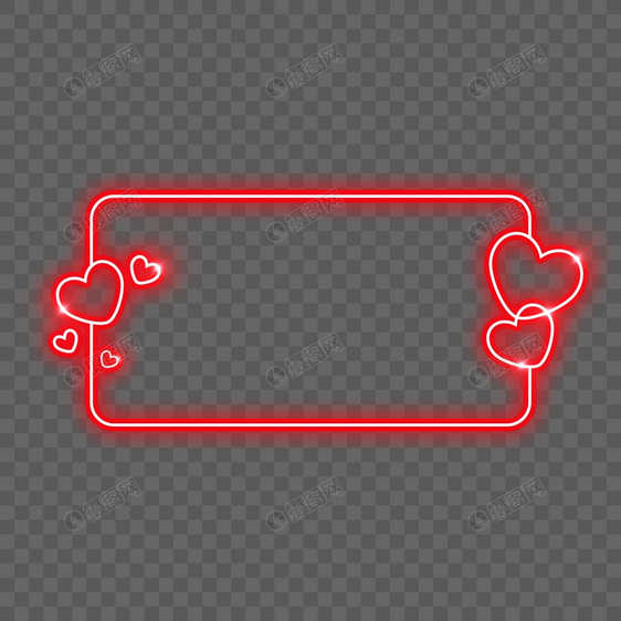 爱霓虹心横幅框架与文本空间图片