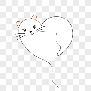 白色可爱猫咪爱心的样式图片