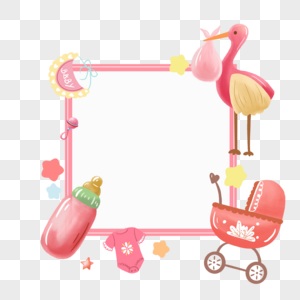 卡通粉色婴儿贴纸边框图片