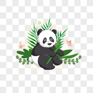 夏季植物熊猫动物图片