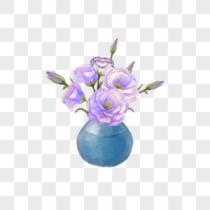 洋桔梗花瓶剪贴画水彩花卉图片