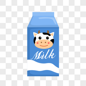 蓝色奶牛头像卡通牛奶盒图片
