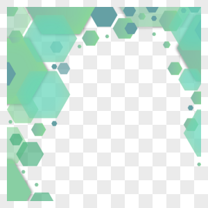 六边形几何抽象绿色边框图片