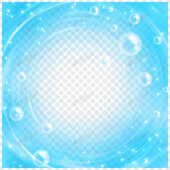 圆形蓝色清新水滴水波纹边框图片