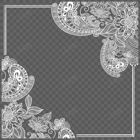 蕾丝花卉花朵婚礼边框图片