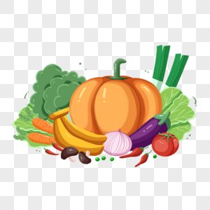 蔬菜水果组合南瓜香蕉茄子图片