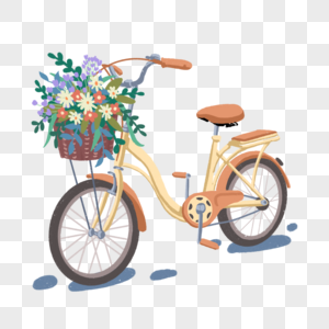 载着花卉的脚踏车自行车图片