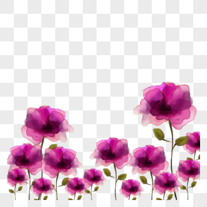 紫红色水彩婚礼花卉边框图片