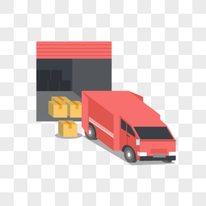货车装卸货物插画图片