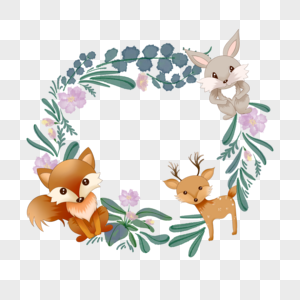 可爱小狐狸动物花环图片