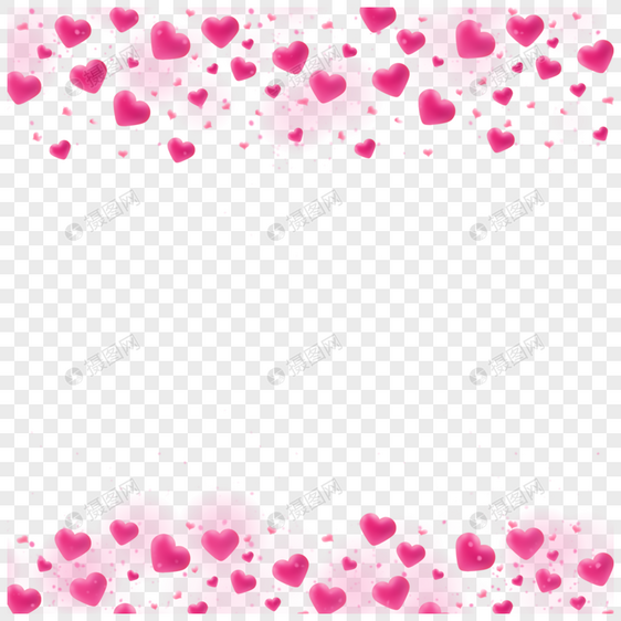 粉色晕染情人节渐变光效爱心边框图片