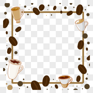 咖啡豆黑色摩卡树叶边框图片