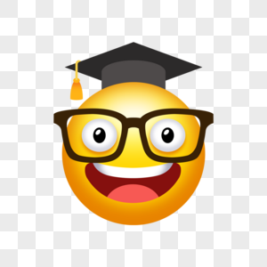 可爱卡通博士帽学校emoji表情图片素材