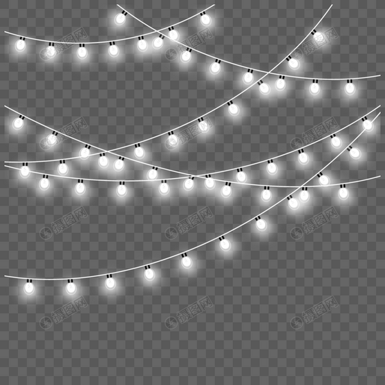 圣诞节日白色透明灯泡灯串图片