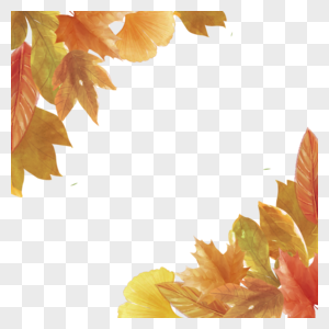对角水彩秋季树叶边框图片