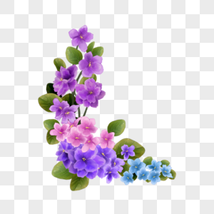 紫罗兰水彩花卉剪贴画高清图片