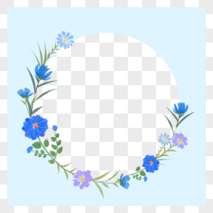 蓝色花卉facebook头像边框图片