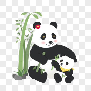 竹林背景两只熊猫动物母亲节图片