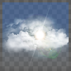 云朵耀眼太阳光绿色光效图片