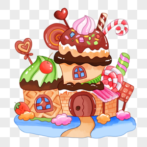 城堡梦幻糖果甜品卡通画高清图片