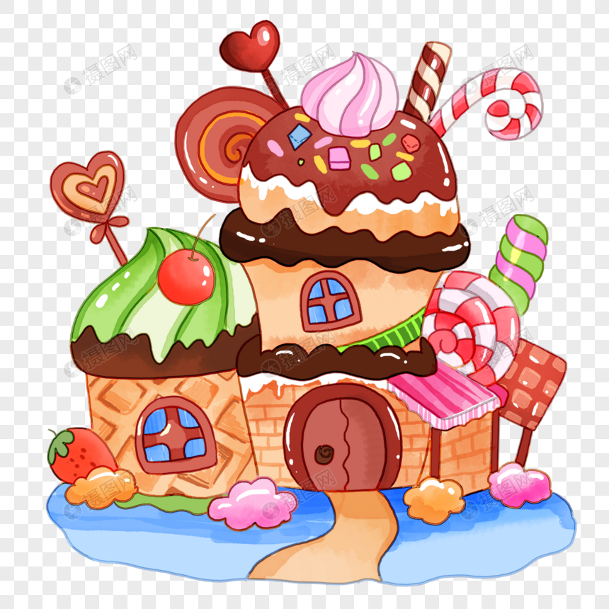 城堡梦幻糖果甜品卡通画