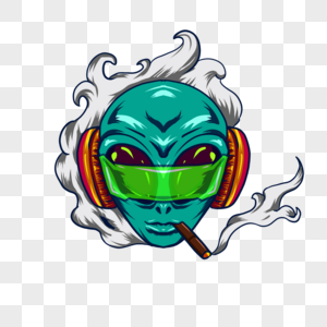 外星人徽标嘻风格喷射烟雾图片