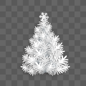白色抽象线条画圣诞树剪纸图片