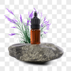 石头上立体植物精油瓶图片