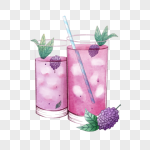 水彩紫色鸡尾酒图片